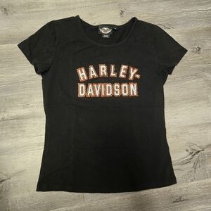 Harley-Davidson Black Tee with Orange Accents